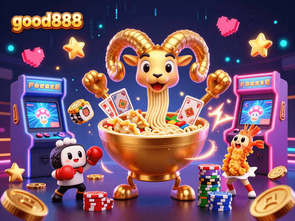 Engage with good888’s exciting online casino games featuring vibrant characters and neon visuals