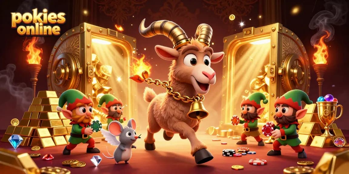 Spin to win at pokies online, featuring dynamic characters and action in a rich casino scene.