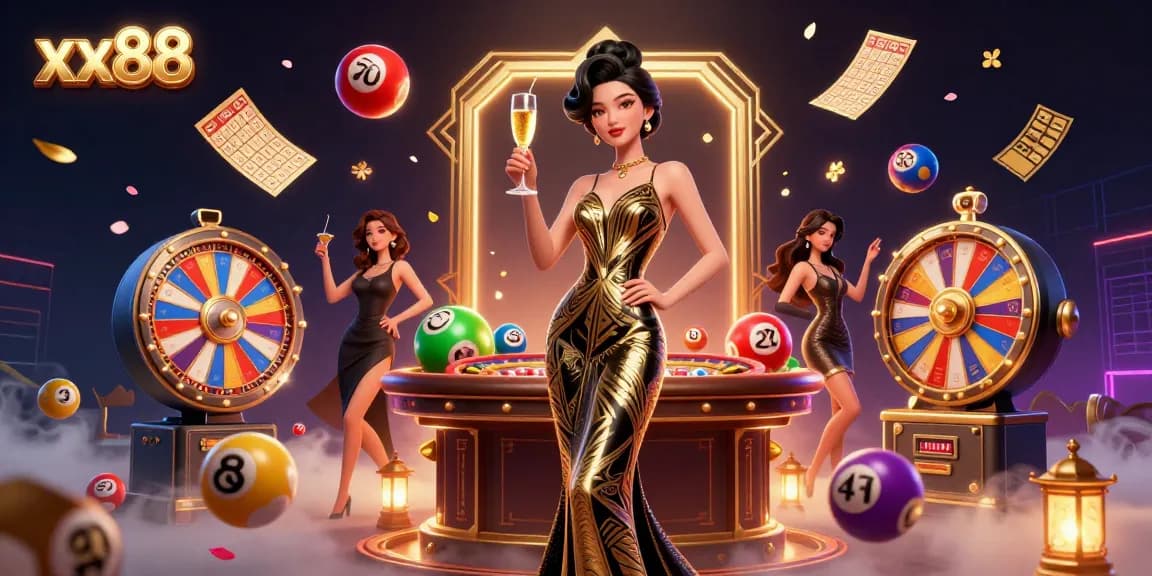 Experience the thrills of xx88 with vibrant elements highlighting a glamorous casino scene.