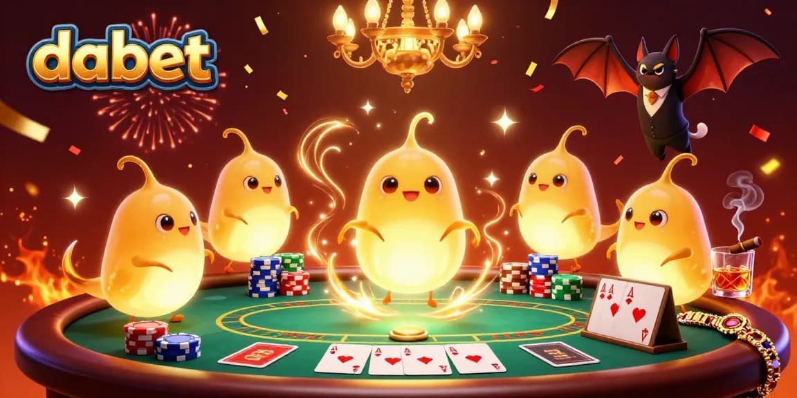 dabet's vibrant casino scene illuminated by glowworms and a bat dealer, creating an engaging gaming atmosphere.