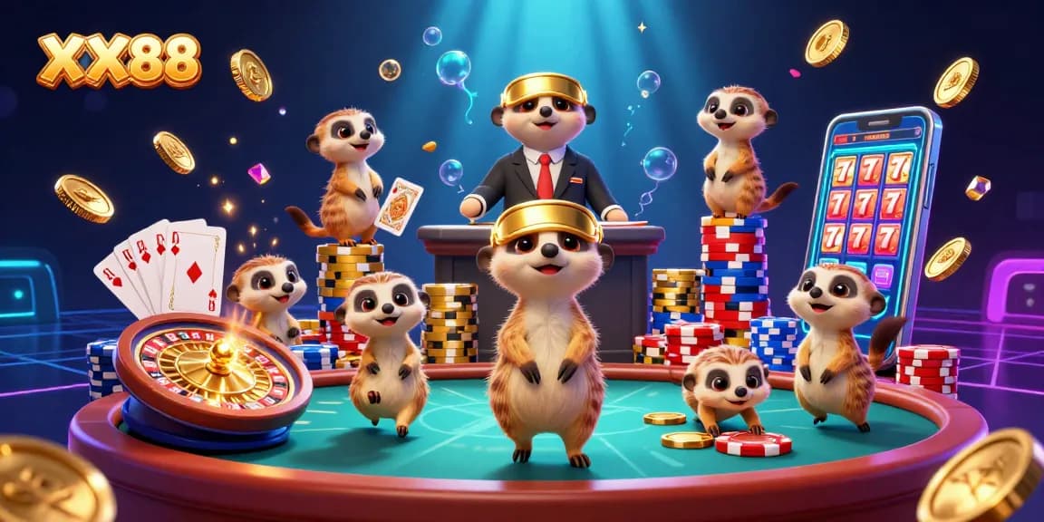 Experience thrilling gameplay and bonuses at XX88 casino with encapsulating meerkats in action.