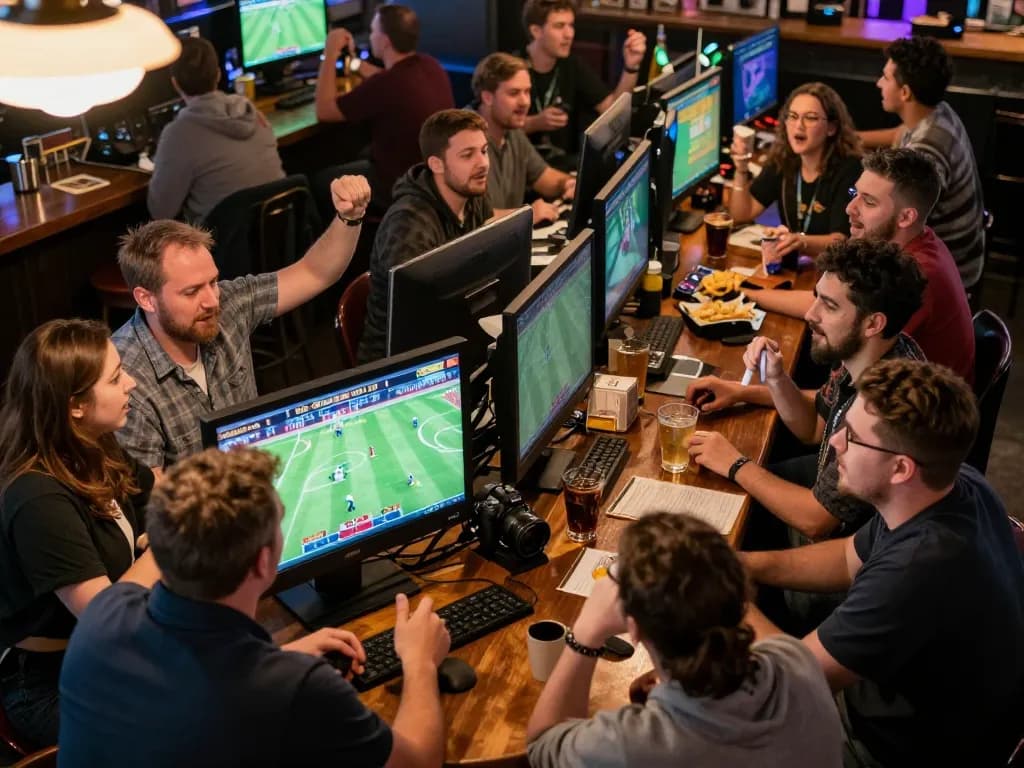gg88 sports fans placing bets in a lively bar during thrilling live events