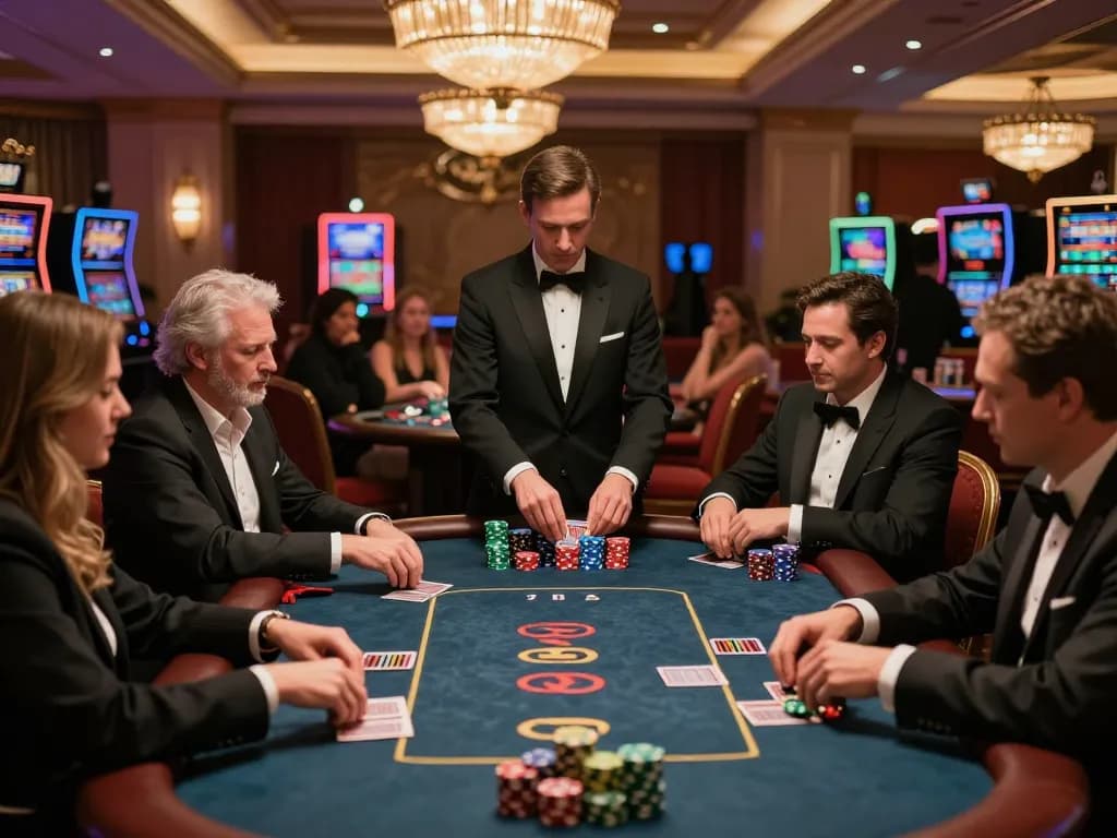 Experience intense Texas Hold'em action at 78 WIN poker table with players fully engaged.