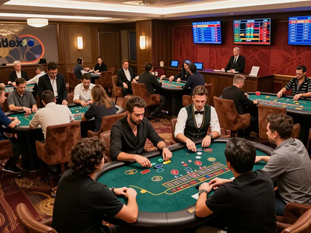 Experience live dealer action at mm88 with engaged players in a luxurious casino setting.