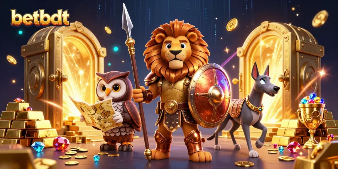 Betbdt players enjoying a vibrant casino scene filled with treasures and action.