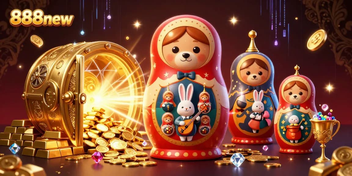 Experience thrilling gameplay at 888new with festive casino-themed characters and elements.