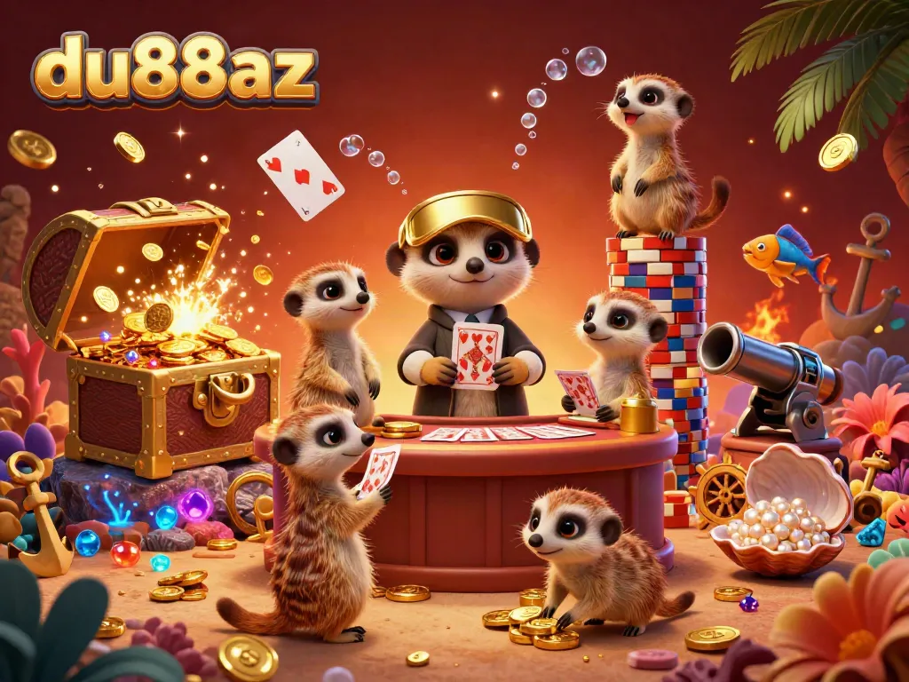 Join the excitement of du88az with meerkats running a vibrant casino scene filled with treasure and fun.