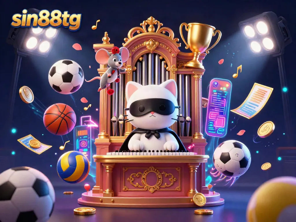 Engage in thrilling gameplay at sin88tg with dynamic sports elements, casino characters, and vibrant visuals.