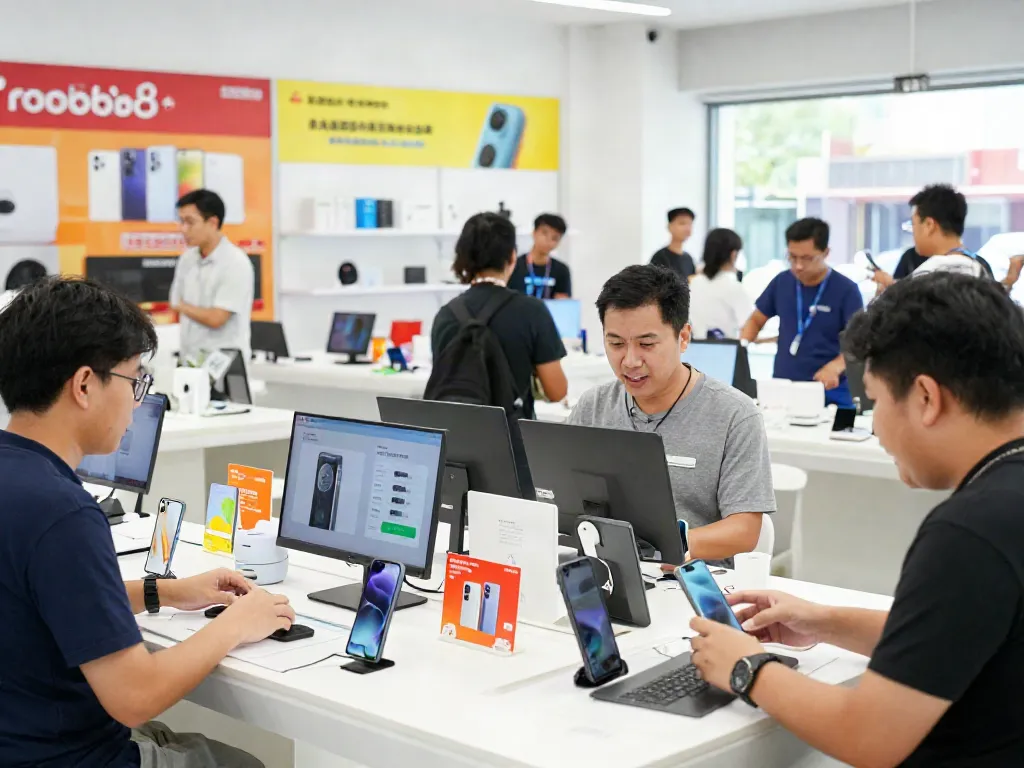 Exciting rokok88 e-commerce shopping scene showcasing electronics and gadgets.