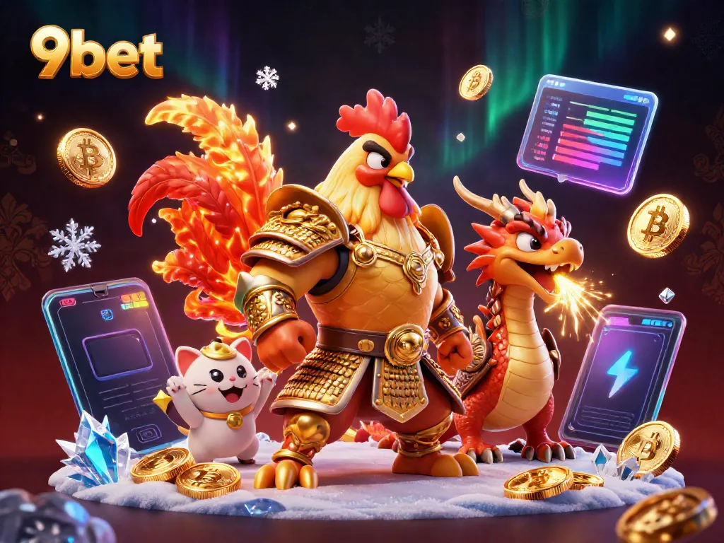 Engage in thrilling 9bet experiences with colorful characters and vibrant casino elements around them.