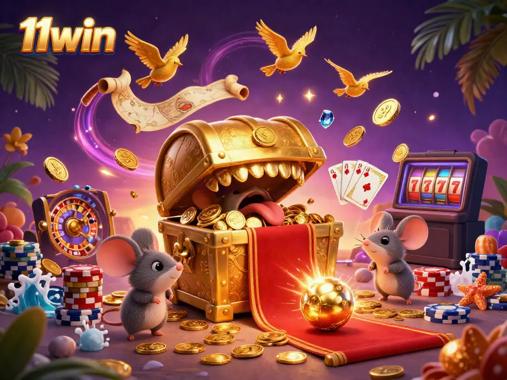 Engage in thrilling adventures with 11win's dynamic casino environment, featuring gold treasures and game excitement.