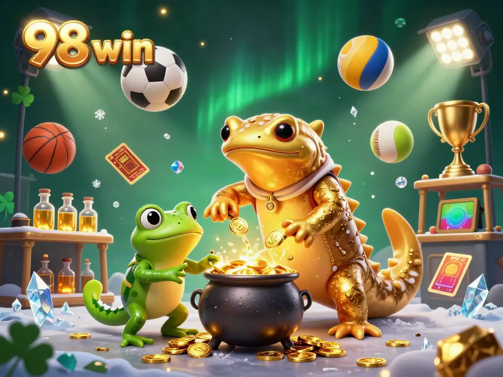 Engaging scene showcasing 98 win with a golden salamander alchemist creating gold coins in a dynamic casino context.