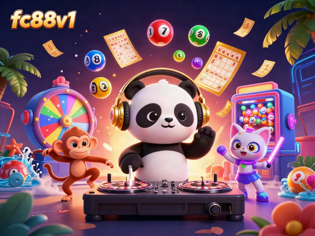 Experience the thrill of fc88v1 with vibrant casino characters and lively game elements.