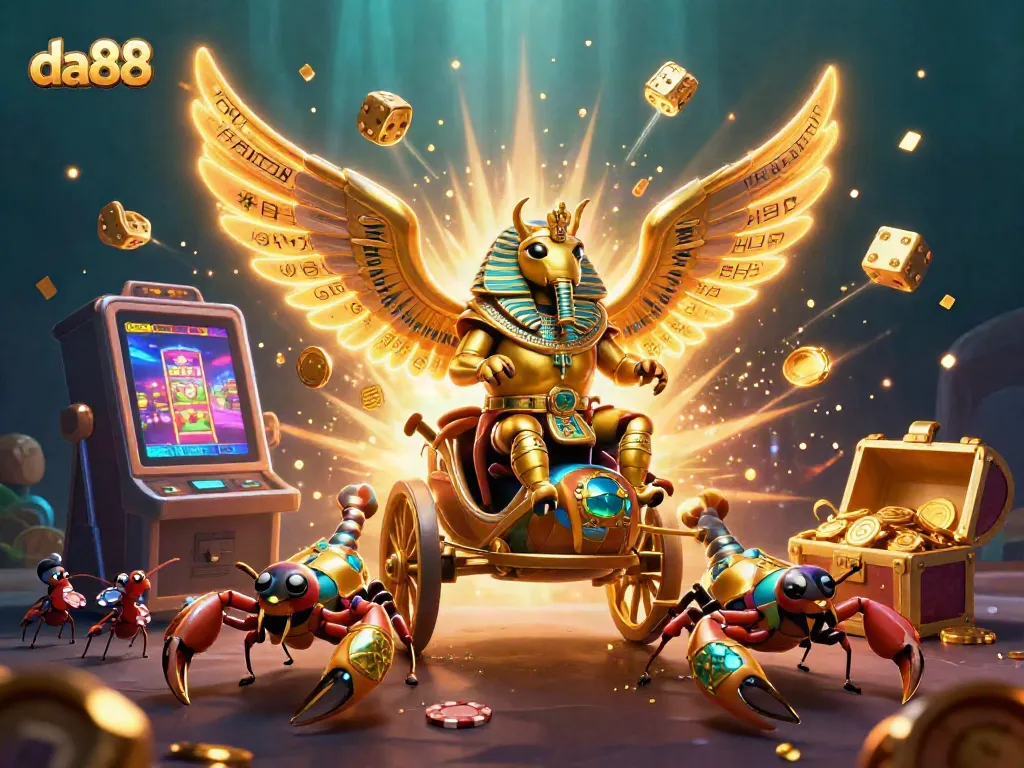 Experience the excitement of da88 with a dynamic casino scene filled with jackpots and vibrant game elements.