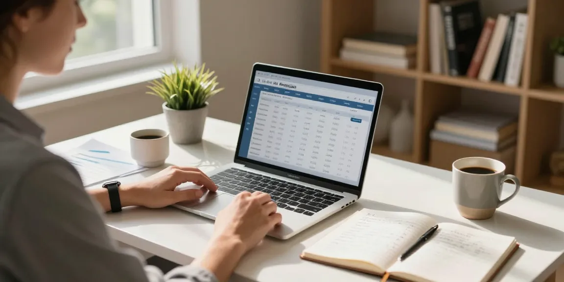 Calculate cuota hipoteca while working in a cozy home office with financial documents and a laptop.