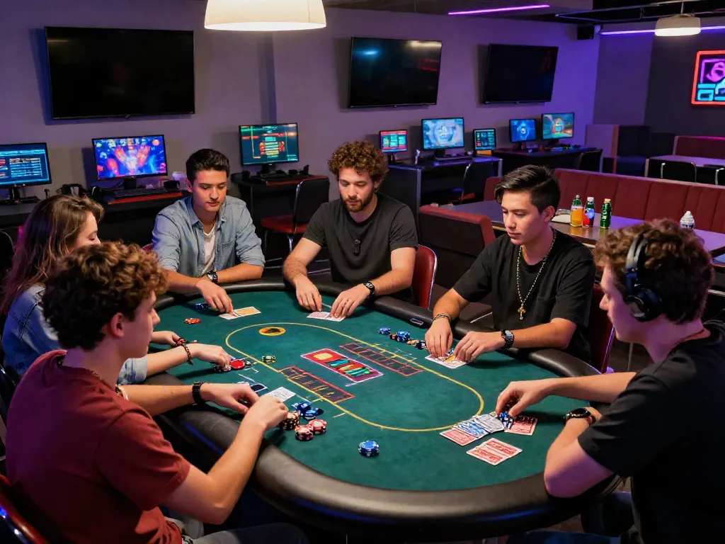 Exciting online gaming scene at https://ta88.network/ featuring friends playing poker with virtual animation.