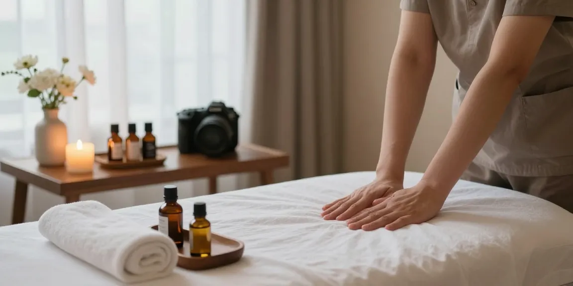 Relaxing spa treatment room showcasing 부평출장마사지 ambiance with soothing elements.