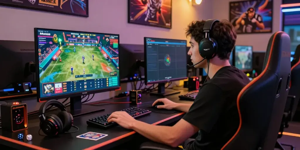Engaging online betting scene at https://man88.hair/ showcasing a gamer in action.