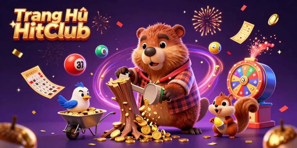 Experience the thrill of Trang Chủ HitClub with vibrant casino illustrations of winning moments and excitement.