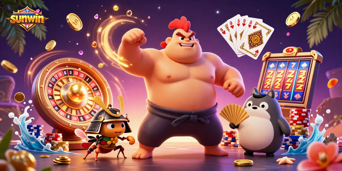 sunwin showcases thrilling casino action with vibrant characters and gaming excitement.