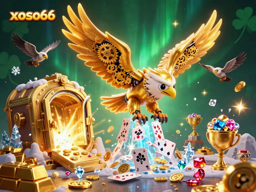 Experience thrilling gameplay at xoso66 with an enchanting golden eagle soaring through a sea of luck.