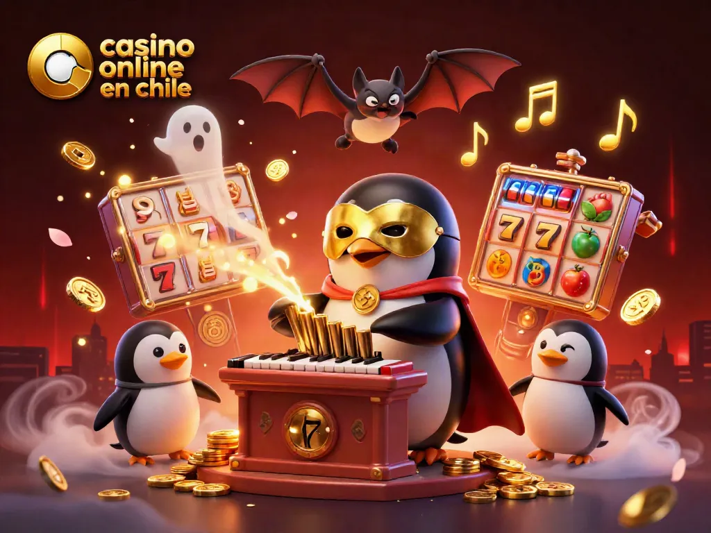 Disfruta del casino online en Chile con nuestro pingüino fantasma y elementos de juego vibrantes.